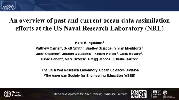 An overview of past and current Ocean data assimilation efforts at NRL