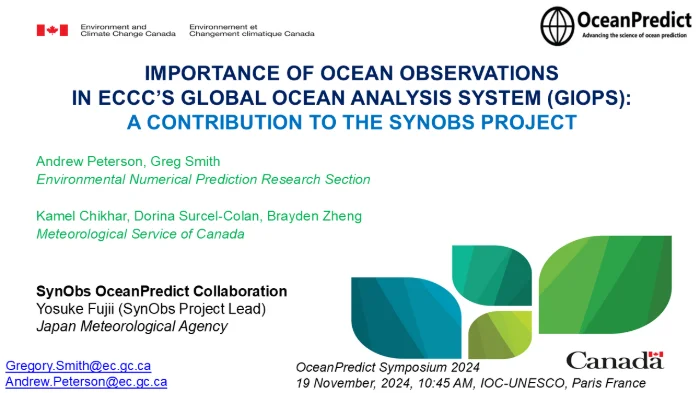 Impact of Observations on ECCC's Global Ocean Analysis, GIOPS
