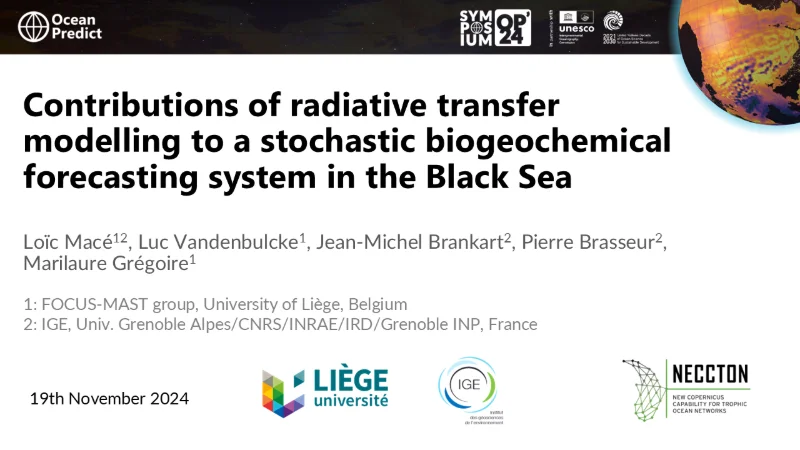 Contribution of radiative transfer modelling to a stochastic biogeochemical forecasting system in the Black Sea L. Macé - University of Liège