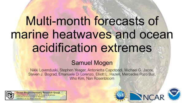 Multi-month forecasts of marine heatwaves and ocean acidification extremes
